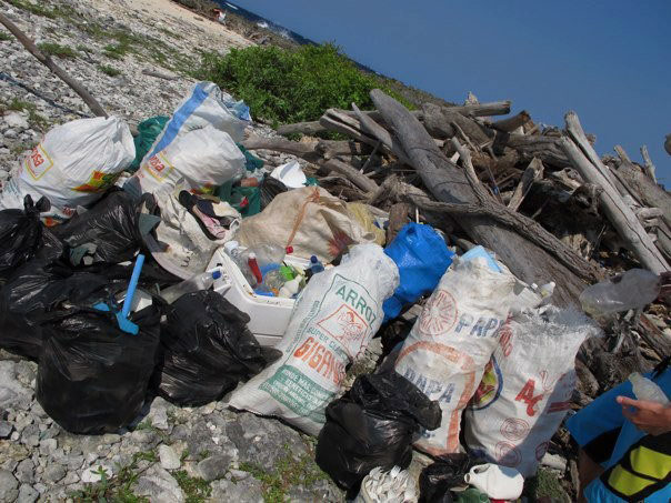 Waste collected in a single beach clean-up campaign with Utila Dive Centre, Utila, Honduras, 2011.