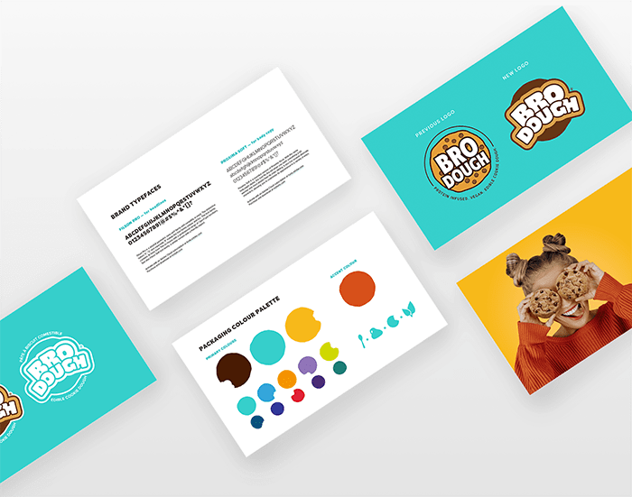 A spread of the Bro Dough brand guide