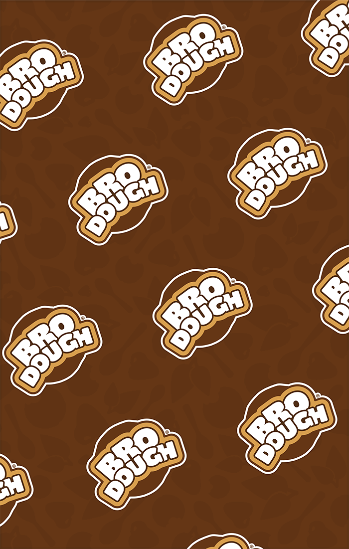 A step and repeat pattern of the Bro Dough logo